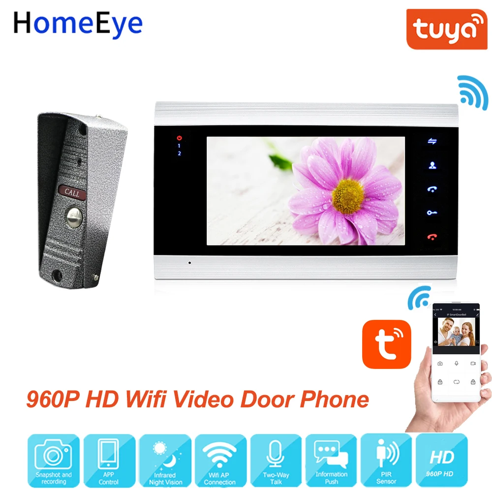 HomeEye WiFi IP Video Door Phone Video Intercom System 960P Tuya Smart Life App Remote Unlock Motion Detection Access Control HomeEye WiFi IP Video Door Phone Video Intercom System 960P Tuya Smart Life App Remote Unlock Motion Detection Access Control
