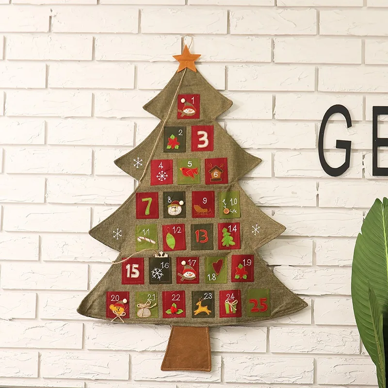 Advent обратный отсчет календари Рождественская елка бирка на дверную ручку для домашнего офиса вечерние украшения