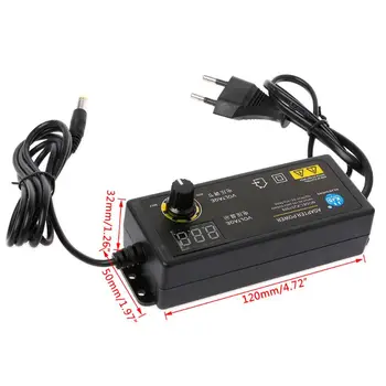 

60W 3-24V Adjustable Adapter With Display Screen Of Voltage DC5.5x2.1/2.5mm Q1QF