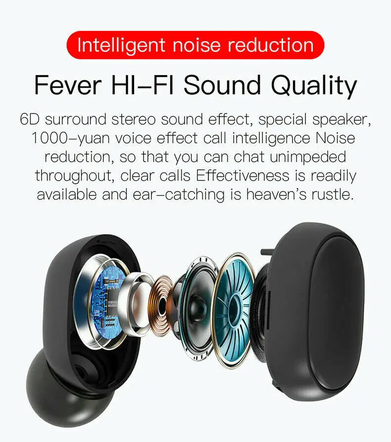 A6S TWS Bluetooth 5 0 Wireless Mini HiFi In Ear Earphones Earbuds for iOS Android Phone accessories Wireless Earphones