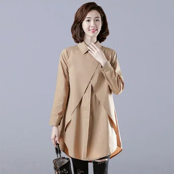 

Plus Size Long Shirts Women Tops Autumn Long Sleeve Cotton Shirts Women Casual Blouses New Fashion Mori Girls