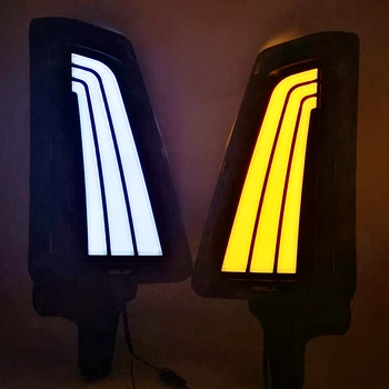 

Car Flashing 1 Set Car LED DRL Daytime Running Light fog lamp Decoration With Flowing Turn Signal for Toyota NEW Hiace 2019 2020
