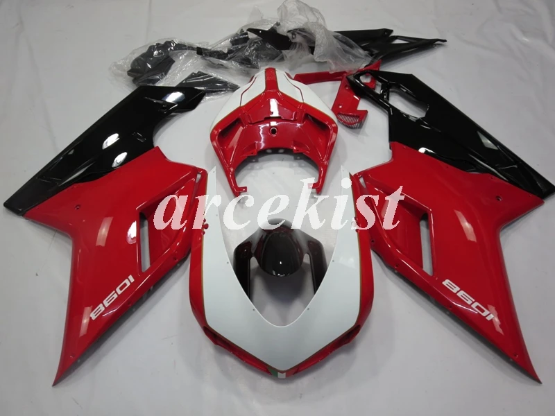 Инъекций ABS Полный обтекатели комплект подходит для поездок на мотоцикле DUCATI 848 evo 1098 1198 1098S 2007 2008 2009 2010 2011 2012 тела комплект красного и черного цвета