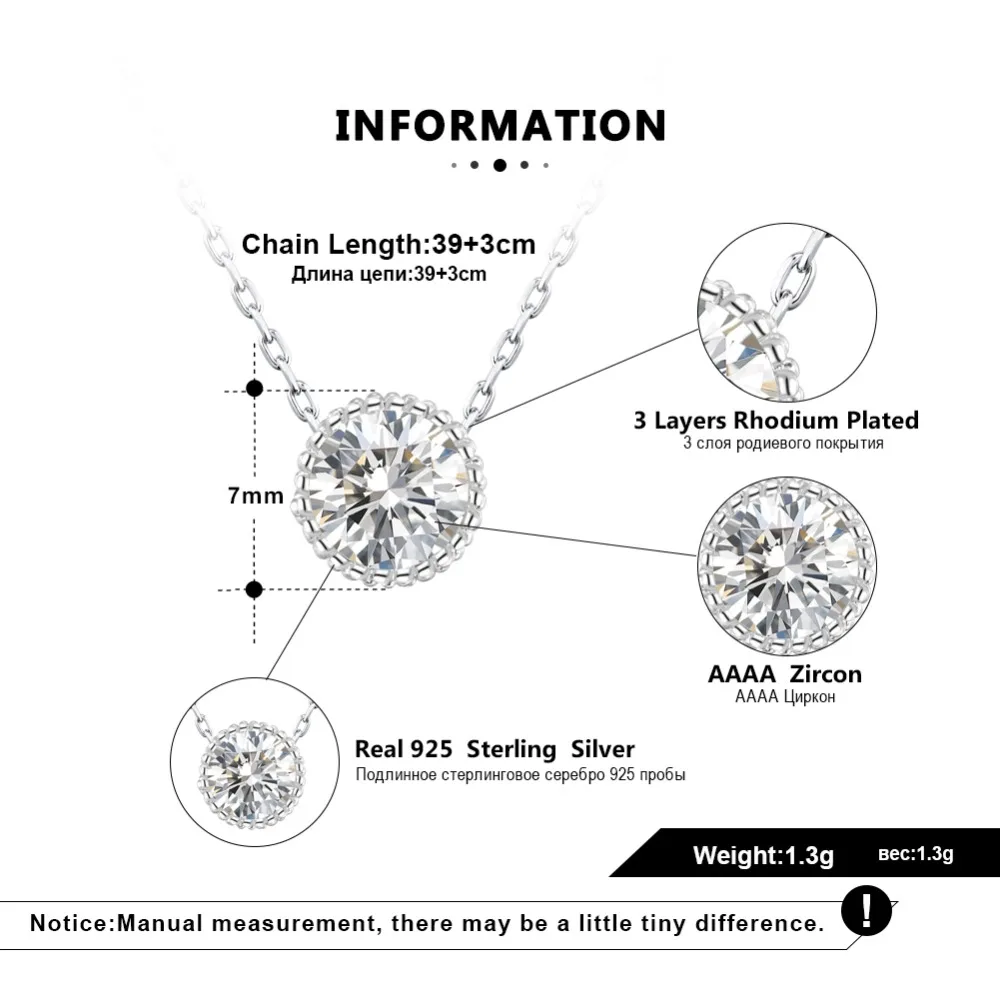 ORSA JEWELS большое ожерелье с кулоном из циркония высшего класса 925 пробы Серебряное простое милое ожерелье с круглой огранкой модное ювелирное изделие SN189