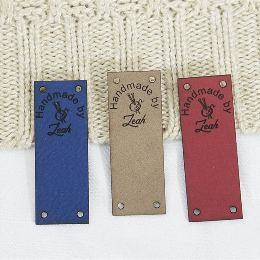 

100pcs Custom Brand Logo Knitting Crochet Leather Labels, Personalize Leather Product Tags Labels, Cork Labels for Clothes