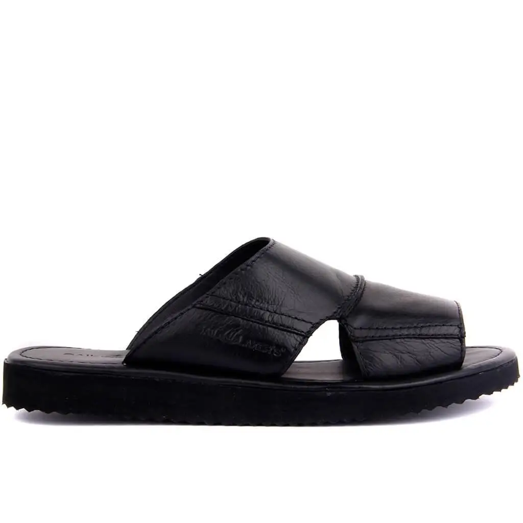 

Sail-Lakers Black Leather Men 'S Outdoor Slipper