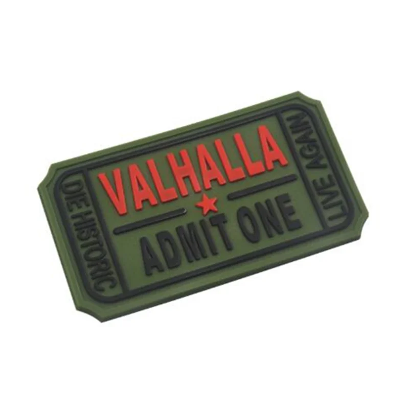 3D PVC VALHALLA ADMIT ONE Patch Rubber Military Tactical patches for clohing hat bag Armband badge applique Hunting accessories  (3)