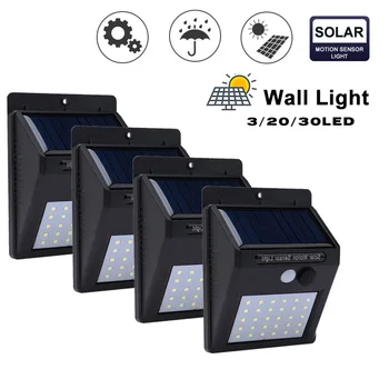 

1-4pcs LED Outdoor Light LEDs Motion Sensor Solar Light Outdoor Garden Decoration Fence Stair Pathway Yard Solar LED Wall Lamp