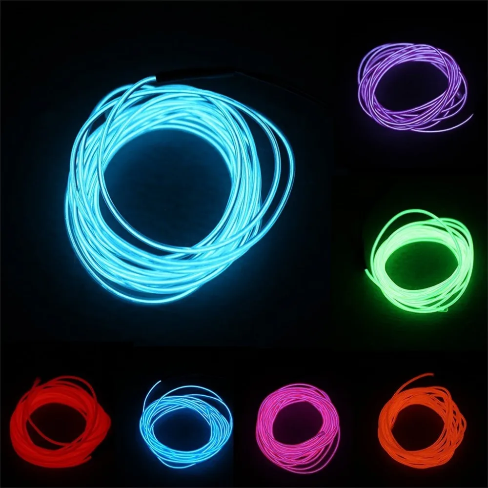 

5M Flexible Neon Light Glow EL Wire Rope Tape Cable Strip LED Neon Lights Shoes Clothing Car waterproof LED Strip