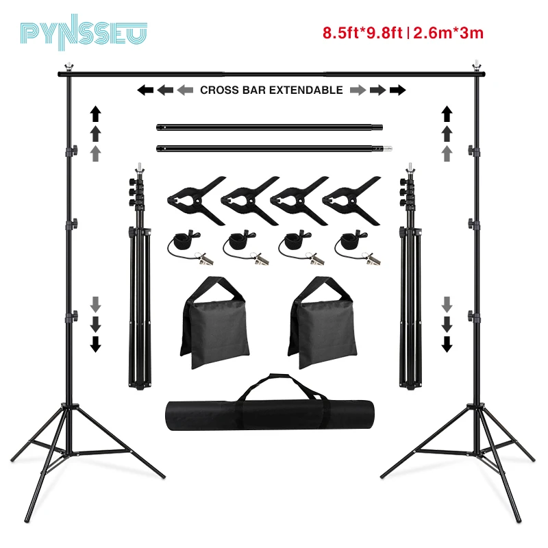 PYNSSEU фоновая стойка 8,5x10 футов Регулируемый муслин для фотографии фоновая поддержка системы стенд для фото видео студии