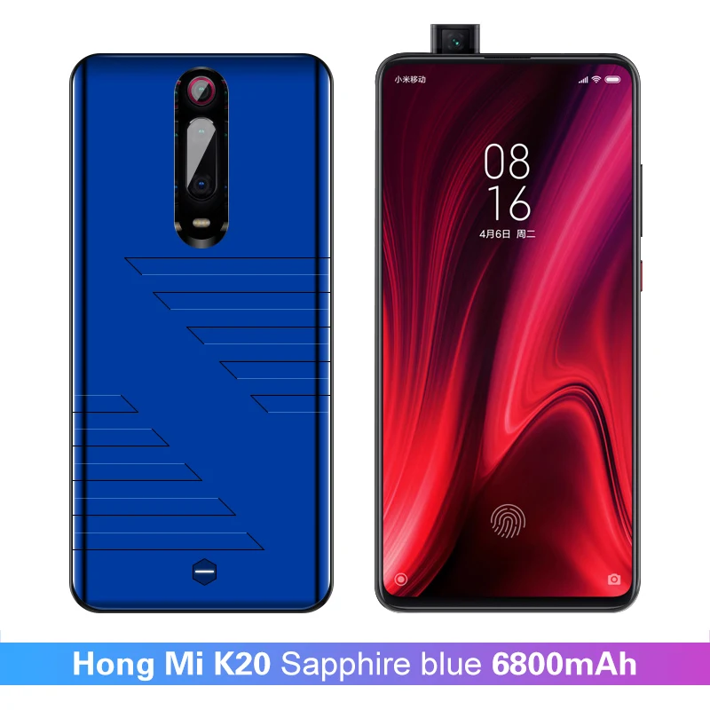6800 мАч чехол для зарядного устройства для Xiaomi mi 8 8se 9 противоударный чехол для аккумулятора Внешний чехол для зарядки для Xiao mi Red mi K20 9T - Цвет: 6800 blue mi 9t k20