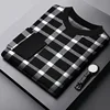 European goods autumn and winter new woolen sweater men's high-end handsome trend Plaid Pullover casual loose large sweater 1