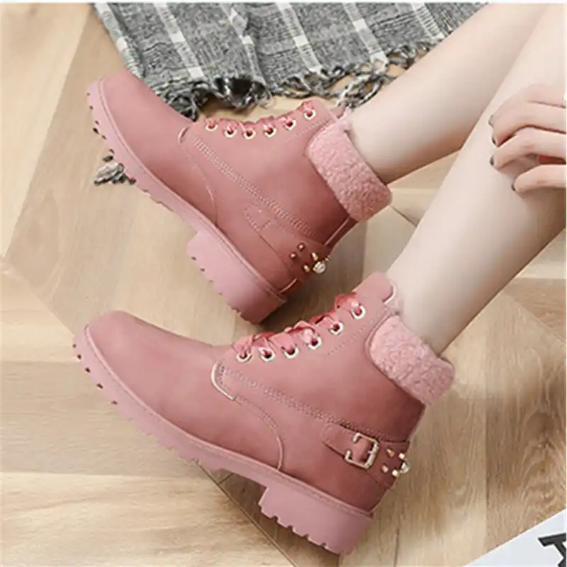 pink fur boots women's shoes