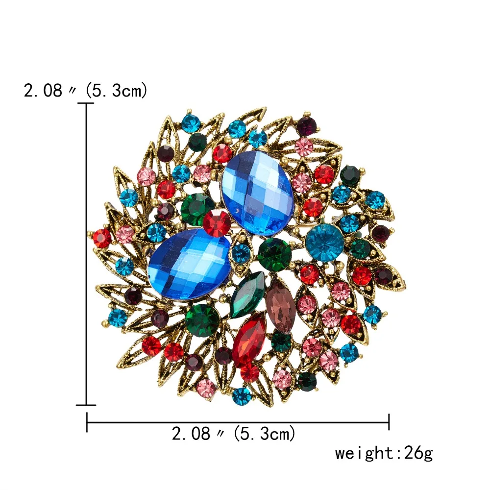 Стразы Хрустальный цветок броши свадебные вечерние круглые брошь «Букет» Модные женские большой красочный букет ювелирных изделий