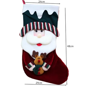 

Christmas Stockings Hanging Tree Decoration Stanta Snowman Deer Sock Ornaments New Year Candy Gifts Bag Xmas Ornament
