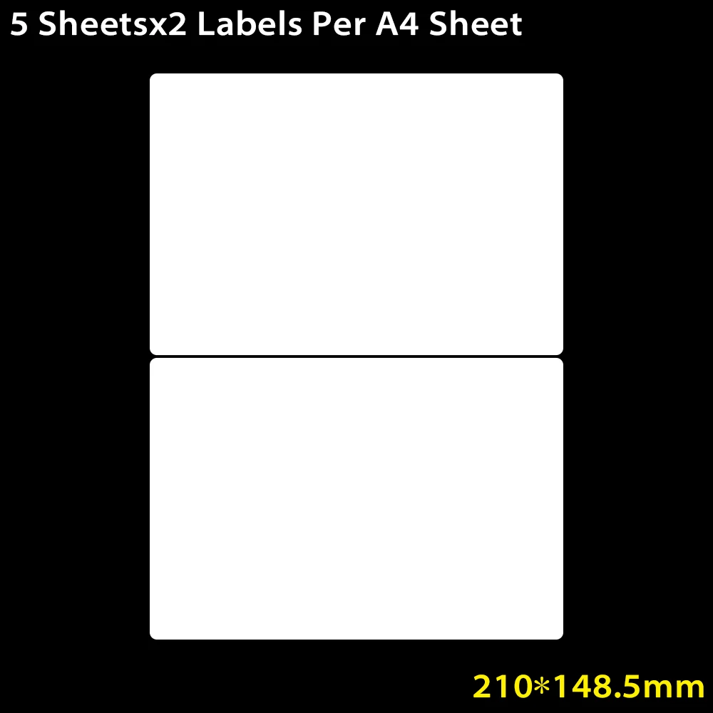 2 Labels Per Sheet 5 Sheets White A4 Address Labels Self-Adhesive Sticky Package Label for Inkjet/Laser Printer Splitting Paper Office Supplies - Цвет: 2 Labels Per Sheet