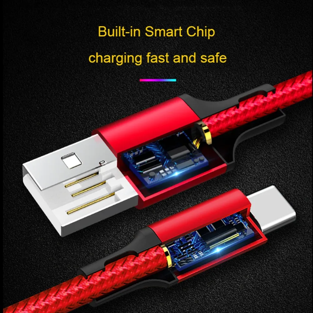 Нейлоновый кабель type-C 1,2 м для быстрой зарядки на Android 3A mi crousb кабель с нейлоновой оплеткой для мобильного телефона type c для Xiaomi mi 8 9
