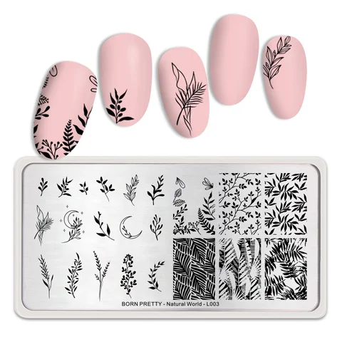 PRETTY Nature Leaves Plants Design Image Template Nail Stamping Plates Stainless Steel Nail Decoration Plate