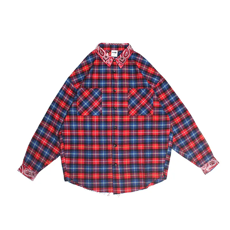 Мужская клетчатая рубашка с цветком кешью, мужские рубашки, Chemise ...