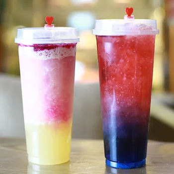 

50pcs Transparent disposable tea cup party wedding birthday favor juice cup cold drink coffee takeaway packaging cups with lid