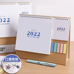 Calendrier de bureau Simple avec autocollants, Kawaii, Mini prise de notes, calendrier, semaine, mois, Date, fournitures de bureau pour étudiants, 2022 