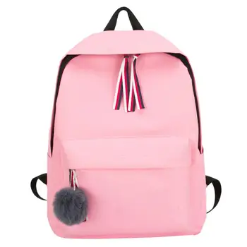 

2019 Fashion Student Canvas Bag Female Ribbon Shoulder Bag Casual Simple Backpack For Teenage Girls Female School Bagpack
