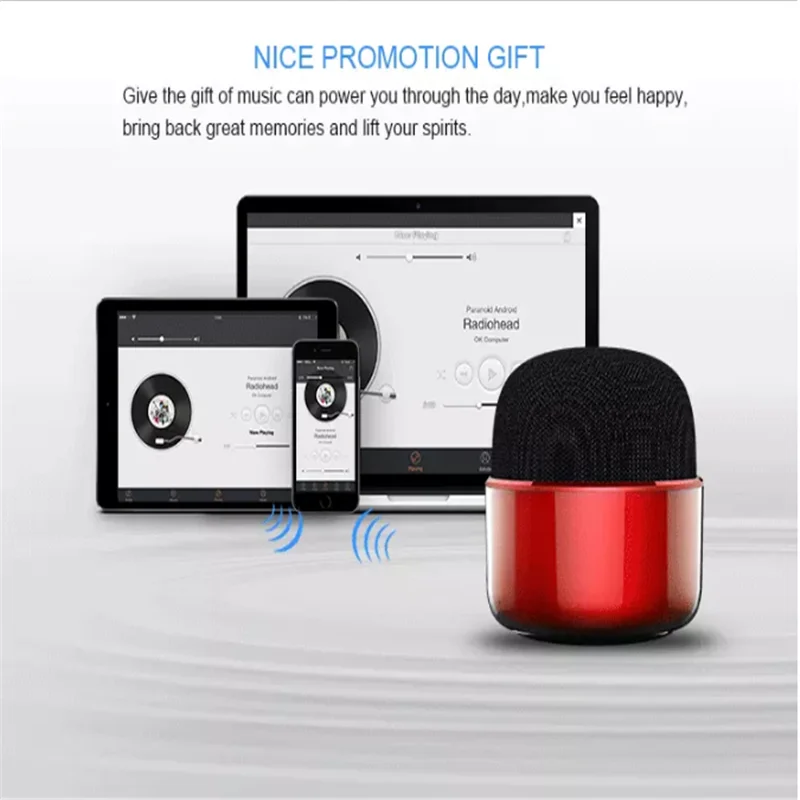 Мини беспроводной Bluetooth динамик s круговой ткани портативный микрофон Форма Сабвуфер Динамик hands-free Звонки, музыка стерео