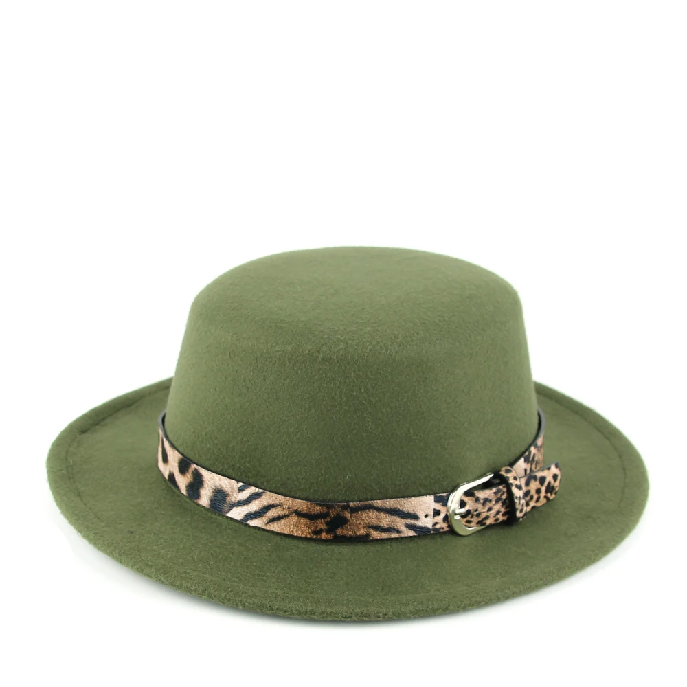 Женская Фетровая Шляпа Fedora, зимние шапки с широкими полями, Осенние леопардовые полосатые модные церковные женские шляпы с имитацией шерсти, Мужские фетровые шляпы