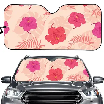 

Pink Hibiscus Flowers Prints Car Accessories Auto Shade for Windshield UV and Heat Car Sun Shade Windshield Gloss Sunshade