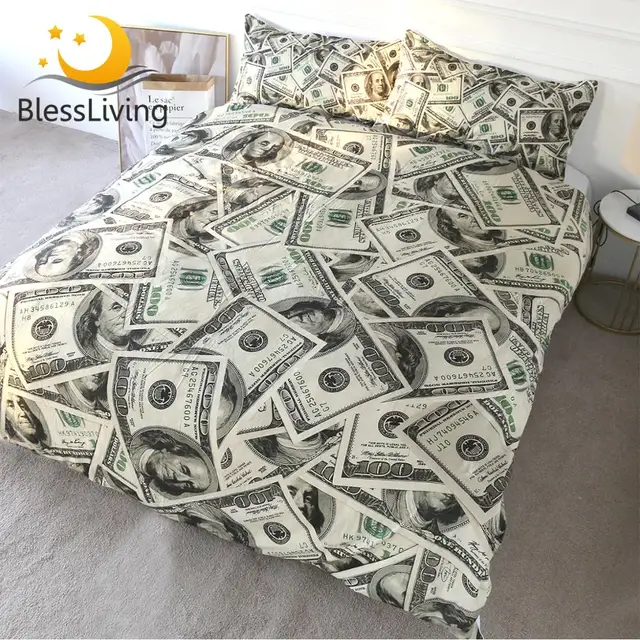 $US $26.32  BlessLiving 3D Modern Bedding Set Dollar Motif Printed Duvet Cover Vivid Comforter Cover 3 Pieces M