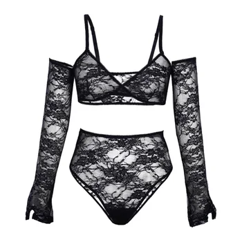 

Womens Lace Bra And Panty 2 Piece Babydoll Bodysuit Underwear Lingerie