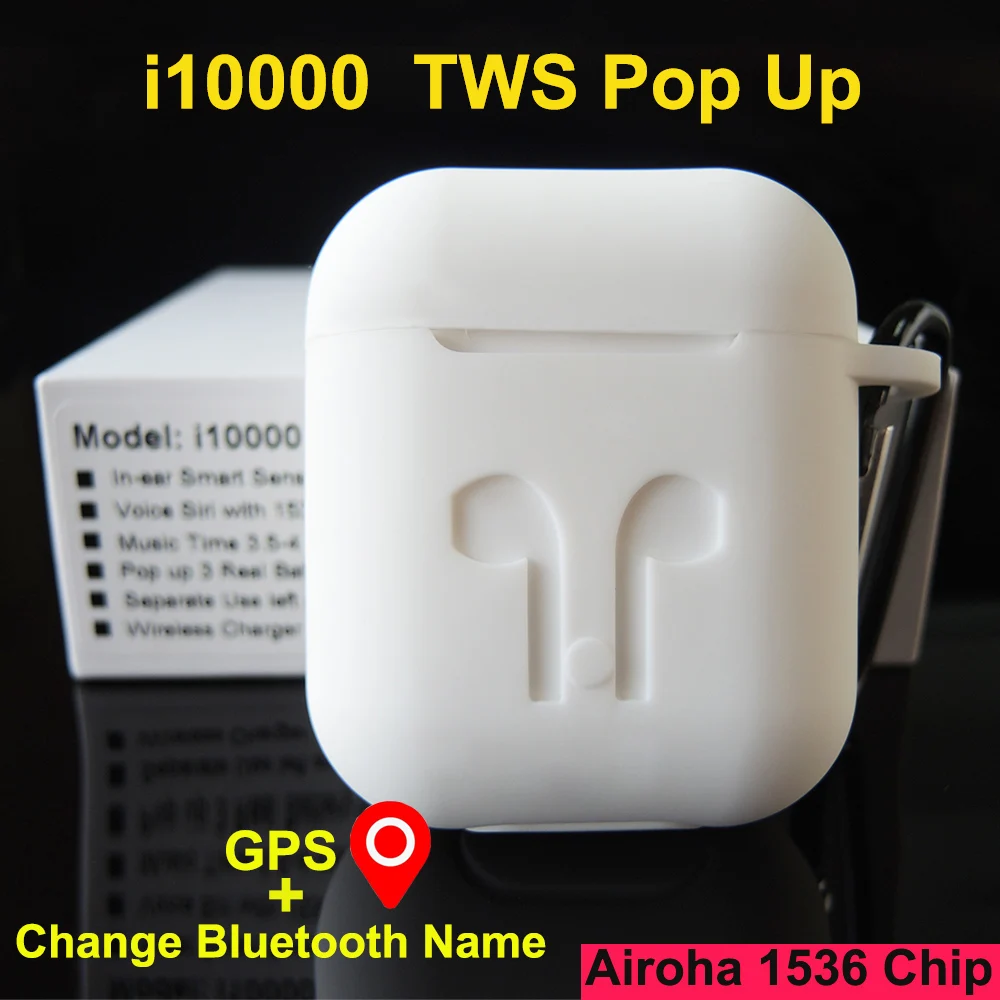 Новинка i10000 TWS Arie 2 gps местоположения для IOS беспроводные наушники супер бас Bluetooth 5,0 наушники pk h1 чип i1000 i2000 i9000 tws