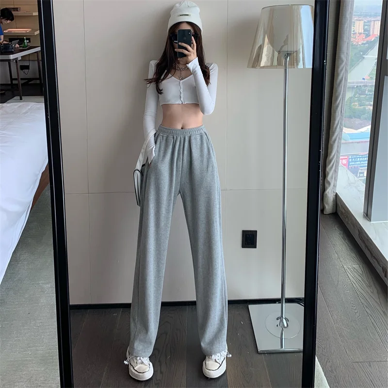 

Woman Pants Streetwear Joggers women Grey High Waist Comfort Simple Basic Casual Sweatpants Fashion Trousers JK478