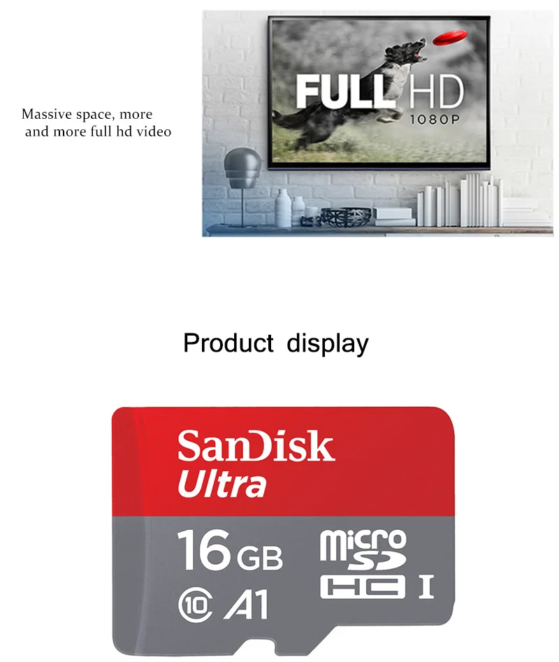 Двойной флеш-накопитель SanDisk Ultra Microsd UHS-I Card 64 Гб SDXC 32 Гб оперативной памяти, 16 Гб встроенной памяти SDHC A1 карту памяти SD класса 10 Макс 98 МБ/с. транс флэш карты Micro SD карты