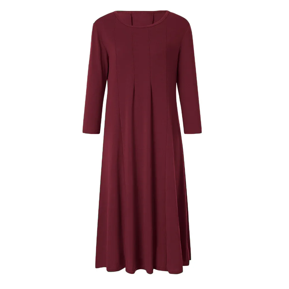 JAYCOSIN Casual Womens Half Sleeve Loose Long Maxi Dress Autumn Winter A-Line Solid color o-neck Dress Vestido Vestidos Elbise