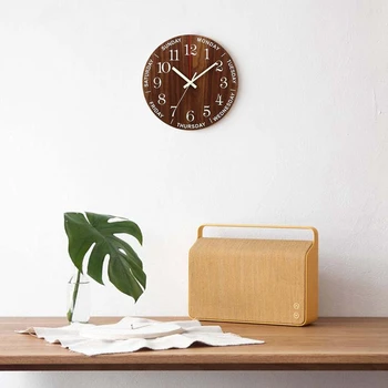 

12 Inch Luminous Wall Clock Wood Silent Light in Dark Night Nordic Fashion Wall Clock Non Ticking Clock with Night Light