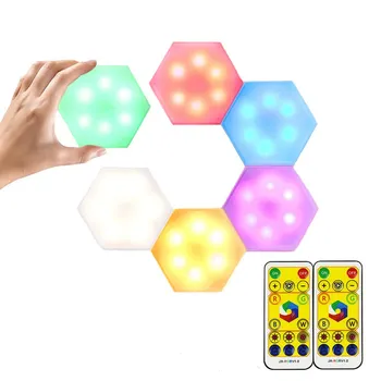 

6PCS/Set Of Night Light DIY Light Touch Sensor Small Night Light LED Hexagonal Light Touch Wall Light Home Decoration
