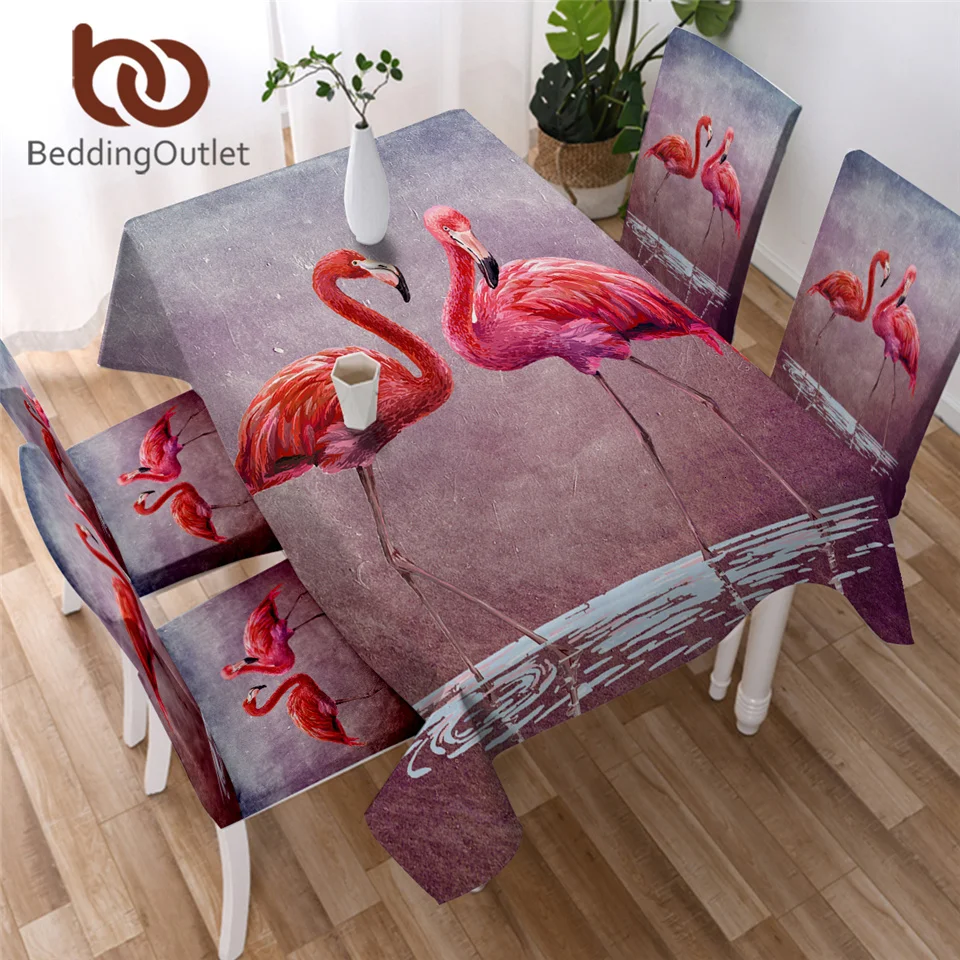 Скатерть BeddingOutlet из полиэстера с фламинго скатерть акварельными животными