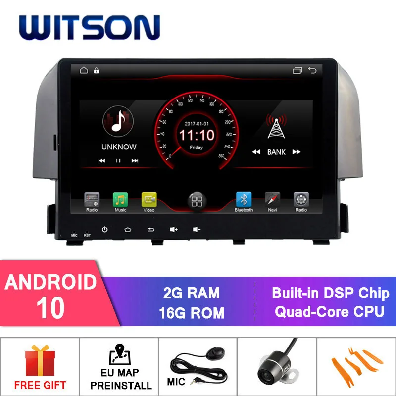 WITSON Android 10 AUTO CAR RADIO DVD NAVIGATION FOR HONDA CIVIC 2016 MIRROR LINK/ 16GB Inand /DVR/DAB/OBD/TPMS Function | Автомобили и