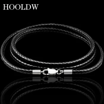 

40-80cm Leather Necklace Cord Waxed Rope Stainless Steel Lobster Clasp Chain Leather Cord For Men Women DIY Necklaces Jewelry