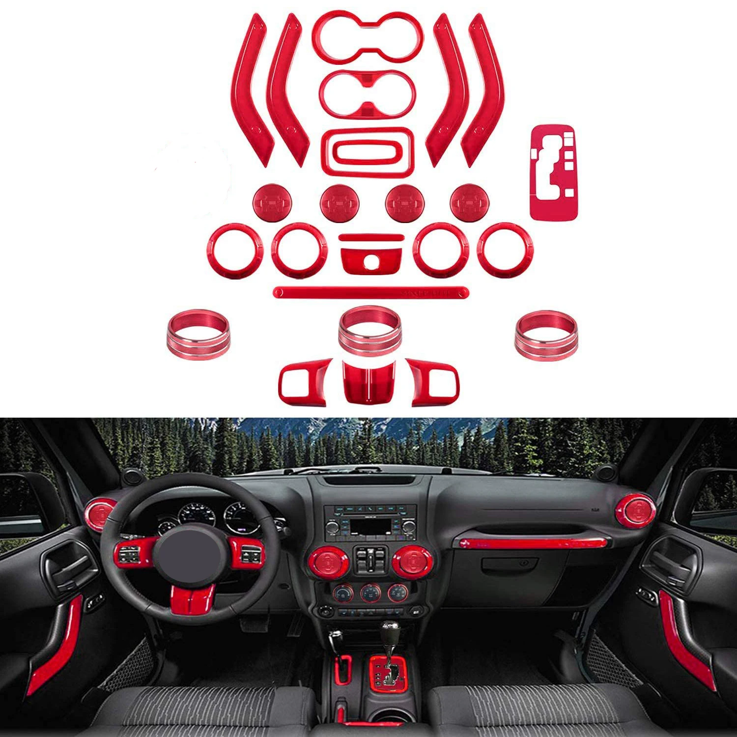 Chuang Qian Interior Decoration Trim Kit for 2011 2018 Jeep Wrangler JK