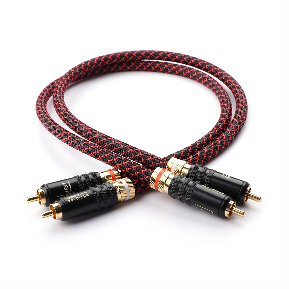 Gold-Plated RCA To Bare Wire Speaker Cable - 14AWG OFC Copper Stereo Pair (3ft, 2-Pack)