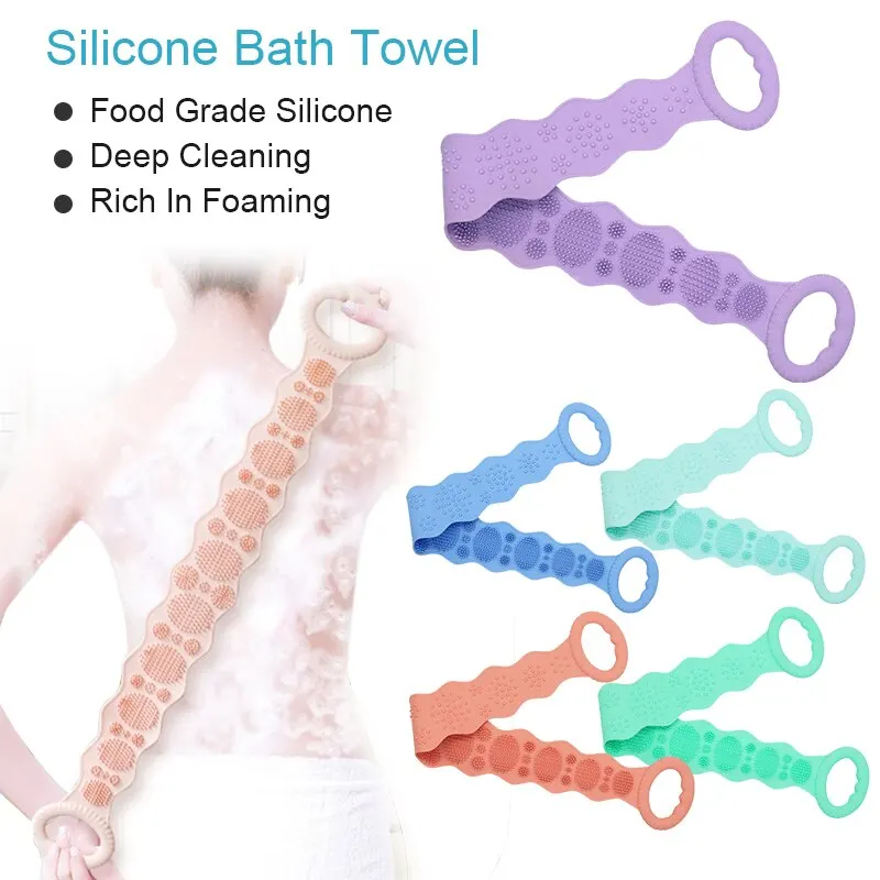 

Silicone Brushes Bath Towels Back Scrubber Silicone Shower Scrub Massage Brush for Body Exfoliating Skin Deep Clean Double-sided