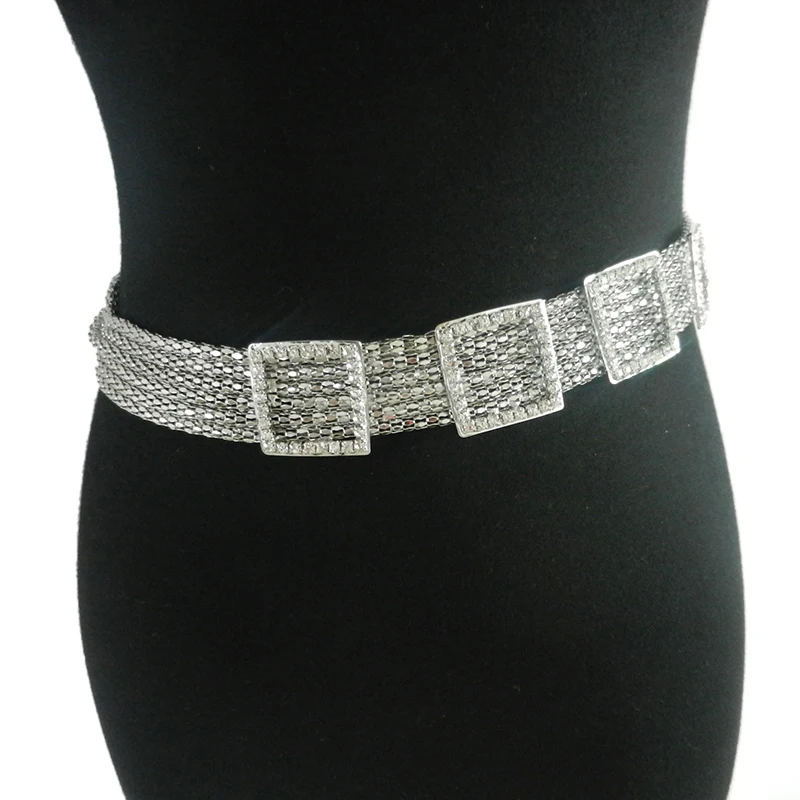 

Rhinestone waist chain multi-row snake bone rhinestone inlaid metal waist chain belt with jeans belt