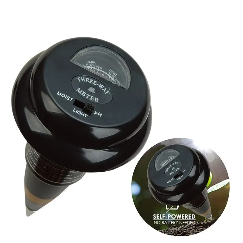 3in1 Soil PH Light Moisture Meter Garden Plant Soil Analyzer Tester Self-Powered 19QB