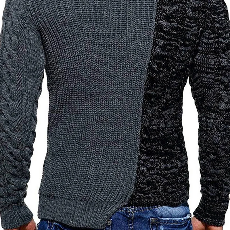 DIHOPE 2019 Men s Fashion Round Neck Personality Color Matching Wild Pullover Slim Sweater Male Spring 4