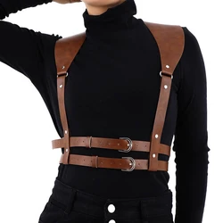 Net Red New Double-Breasted PU Simple Bundled Ins Unisex Straps Punk Gothic Retro Adornment Adjustable Black Brown Waistbad