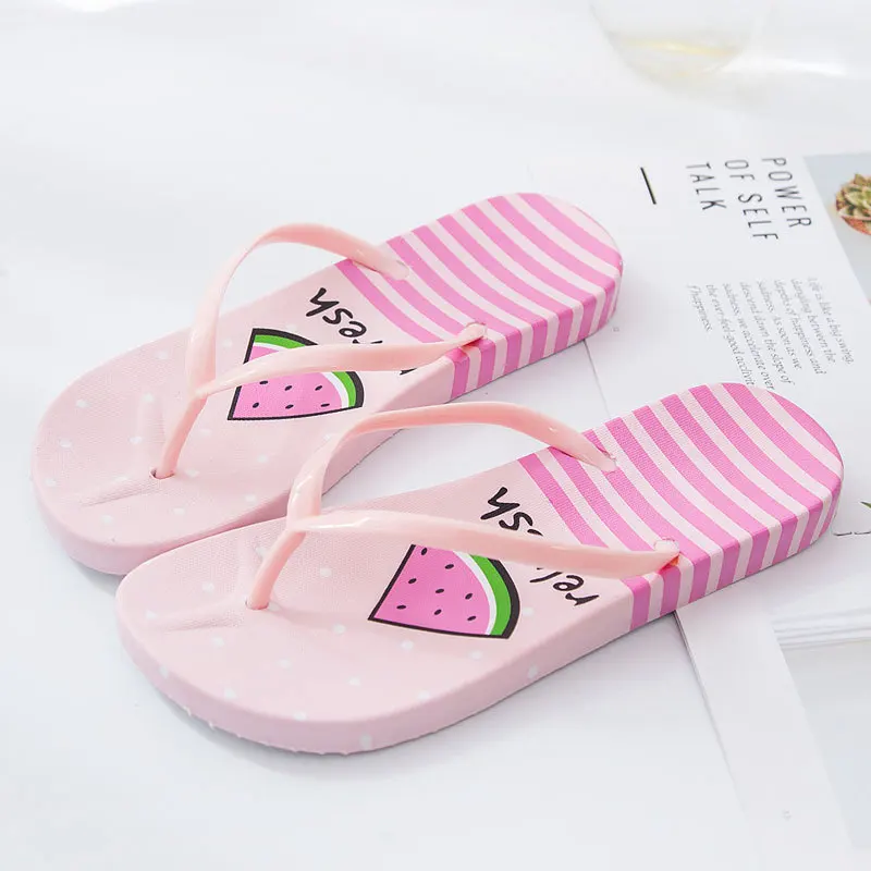 

Fruit Flip-flops Women's Summer Fashion Outer Wear Anti-slip Beach Bathroom Bath Slipper Cool Korean-style Watermelon Slippers