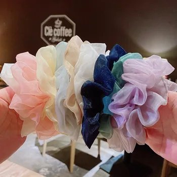 

Women Plain Mesh Gauze Hair Ties Girl Fashion Hair Bands Female Causal Scrunchie