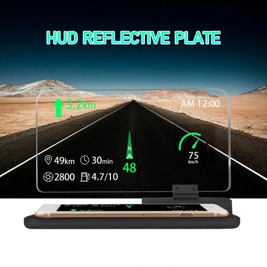 6.5in Универсальный Автомобильный держатель для телефона HUD Дисплей навигационный проектор дисплей с защитой от царапин водонепроницаемый пылезащитный